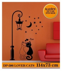 KADİFE DUVAR STICKER LOVER CATS 114x173 CM - Thumbnail