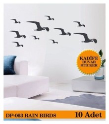 Coart Kadife Pano - KADİFE DUVAR STICKER RAIN BIRDS 10 Adet