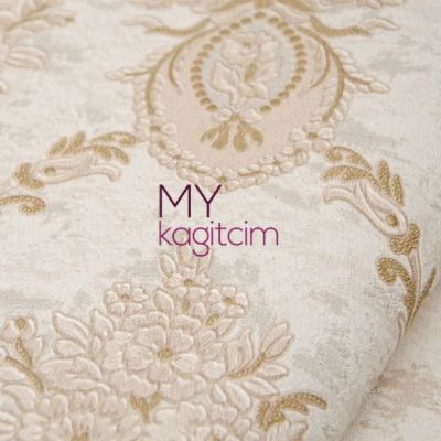 Kahve Damask Vinil Duvar Kağıdı Royal Port 8804-06