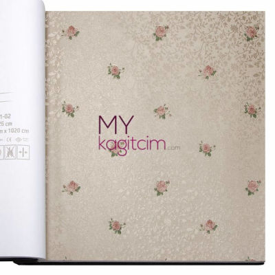 Kahve Sarı Country Çiçekli Vinil Duvar Kağıdı Bossini 2201-01