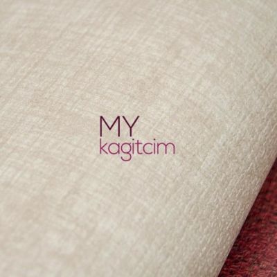 Keten Dokulu Krem Bej Vinil Duvar Kağıdı Ainos 6554-2
