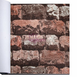 Decowall Lucca 10 m² - Kiremit 3d Taş Desen Vinil Duvar Kağıdı Lucca 9912-02