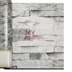 Decowall Bossini 10 m² - Kırık Beyaz 3d Taş Desen Vinil Duvar Kağıdı Bossini 2205-02