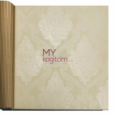 Krem Damask Vinil Duvar Kağıdı Lucca 9907-03