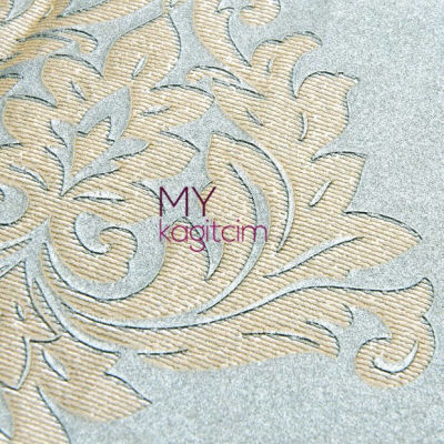 Mavi Krem Damask Vinil Duvar Kağıdı Bossini 2207-01