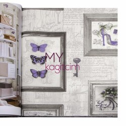 Mor Gri Pop Art Vinil Duvar Kağıdı Royal Port 8810-01 - Decowall Royal Port 16,5 m²