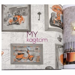 Orange Gri Pop Art Vinil Duvar Kağıdı Royal Port 8816-01 - Decowall Royal Port 16,5 m²