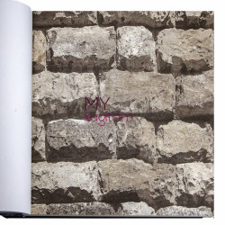 Decowall Lucca 10 m² - Orta Kahve 3d Taş Desen Vinil Duvar Kağıdı Lucca 9912-03
