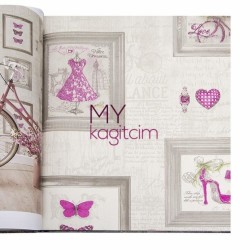 Pembe Açık Bej Pop Art Vinil Duvar Kağıdı Royal Port 8810-03 - Decowall Royal Port 16,5 m²