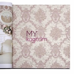 Pembe Damask Vinil Duvar Kağıdı Royal Port 8804-03 - Decowall Royal Port 16,5 m²