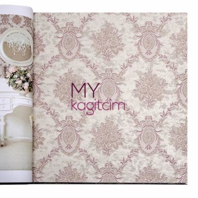 Pembe Damask Vinil Duvar Kağıdı Royal Port 8804-03