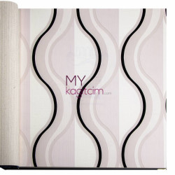 Decowall Lucca 10 m² - Pembe Siyah Geometrik Vinil Duvar Kağıdı Lucca 9901-02