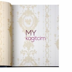 Adawall Gordion 16,5 m² - Saray Damask Beyaz Altın Duvar Kağıdı Gordion 2608-1