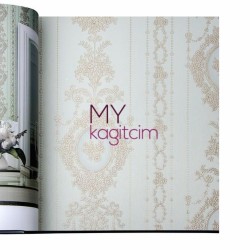 Adawall Gordion 16,5 m² - Saray Damask Mavi Altın Duvar Kağıdı Gordion 2608-3