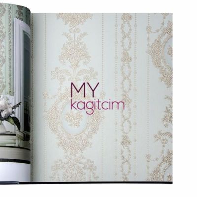Saray Damask Mavi Altın Duvar Kağıdı Gordion 2608-3