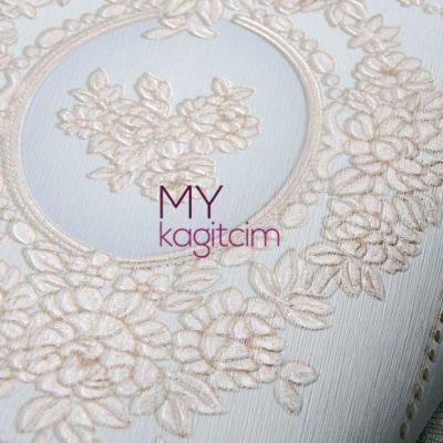 Saray Damask Mavi Altın Duvar Kağıdı Gordion 2608-3