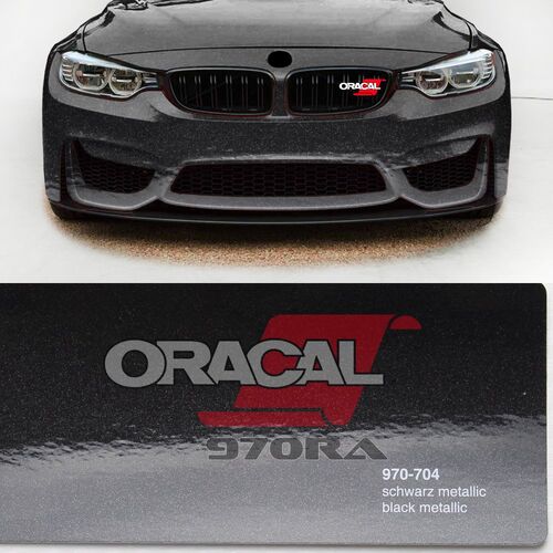 Simli Araç Kaplama Folyosu Oracal 970 Glossy (Parlak) 704 Black Metallic