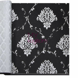 Decowall Bossini 10 m² - Siyah Beyaz Damask Vinil Duvar Kağıdı Bossini 2207-05