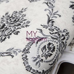 Siyah Gri Damask Vinil Duvar Kağıdı Royal Port 8804-04 - 2