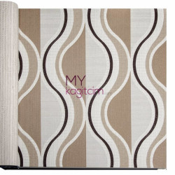 Decowall Lucca 10 m² - Sütlü Kahve Siyah Geometrik Vinil Duvar Kağıdı Lucca 9901-03