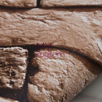 Taş Desen 3d Kahve Vinil Duvar Kağıdı Ainos 6551-1
