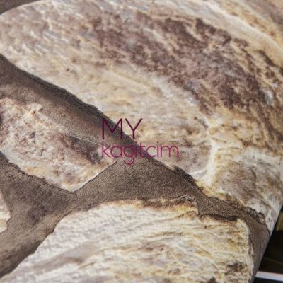 Tas Desen Yerli Duvar Kağıdı Kayrak Tasi Kahverengi 3d Anka 1604-2