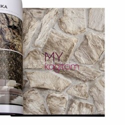 Adawall Anka 16,5 m² - Tas Desen Yerli Duvar Kağıdı Krem Kayrak Tasi 3d Anka 1604-1