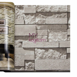 Decowall Crown 16,5 m² - Tas Desen Yerli Duvar Kağıdı Kultur Tasi 3d Koyu Gri Simli Crown 4404-02