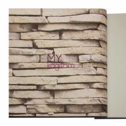Decowall Crown 16,5 m² - Tas Desen Yerli Duvar Kağıdı Kultur Tasi Kahve 3d Kahve Bej Crown 4410-03