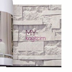Adawall Anka 16,5 m² - Tas Desen Yerli Duvar Kağıdı Simli Kultur Tasi Kirik Beyaz 3d Anka 1601-1