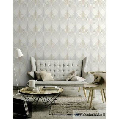 Tasarim Yerli Duvar Kağıdı Geometrik Beyaz Dalgali Desen Anka 1620-1