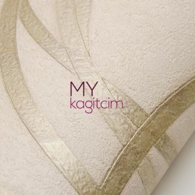 Tasarim Yerli Duvar Kağıdı Geometrik Daire Krem Anka 1614-2