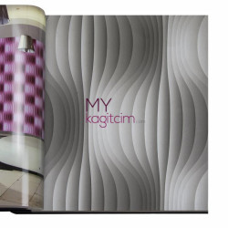 Decowall Crown 16,5 m² - Tasarim Yerli Duvar Kağıdı Geometrik Dalgali Gri 3d Crown 4416-01