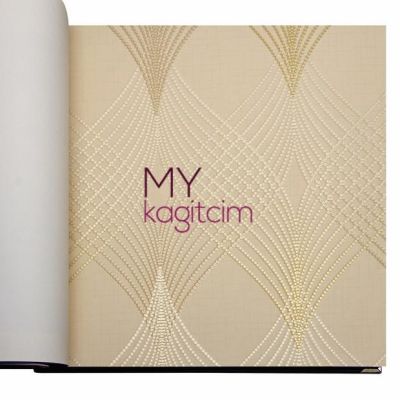 Tasarim Yerli Duvar Kağıdı Geometrik Krem Dalgali Desen Anka 1620-2