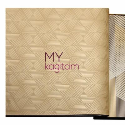 Tasarim Yerli Duvar Kağıdı Geometrik Ucgen Koyu Krem Anka 1616-3