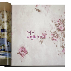 Decowall Crown 16,5 m² - Tasarim Yerli Duvar Kağıdı Pembe Cicekli Parlak Country Crown 4414-02