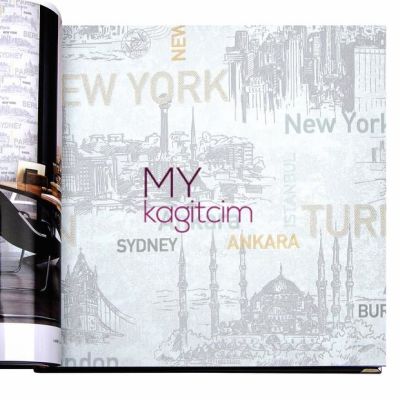 Tasarim Yerli Duvar Kağıdı Popart Desen Yazili Acik Gri Anka 1608-2