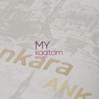Tasarim Yerli Duvar Kağıdı Popart Desen Yazili Gri Anka 1608-3