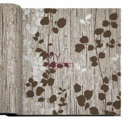 Decowall Crown 16,5 m² - Tasarim Yerli Duvar Kağıdı Yaprak Desen Kahverengi Crown 4406-05